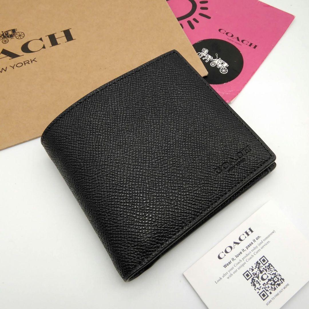 新作　新品　COACH　折り財布　メンズ　人気の小銭入れ付き