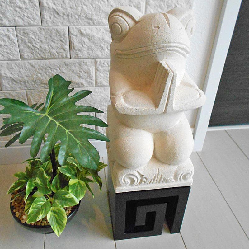 石像 お祈りかえる 渦巻き スクエア 飾り台 セット♪ スパ バリスパ エステ