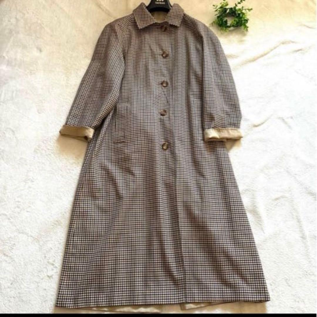 アクアスキュータム　ステンカラー　コート　リバーシブル　ベージュ　バルマカーン