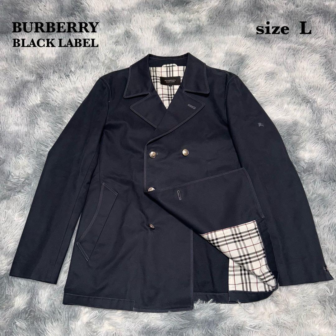 美品 BURBERRY BLACK LABEL ピーコート ノバチェック L
