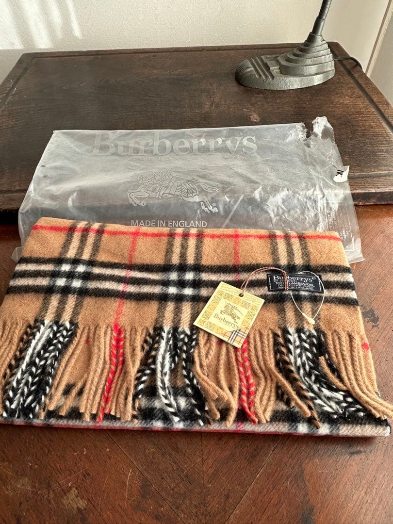 Burberrys ラムウール100%ノバチェックマフラー　キャメル　未使用！