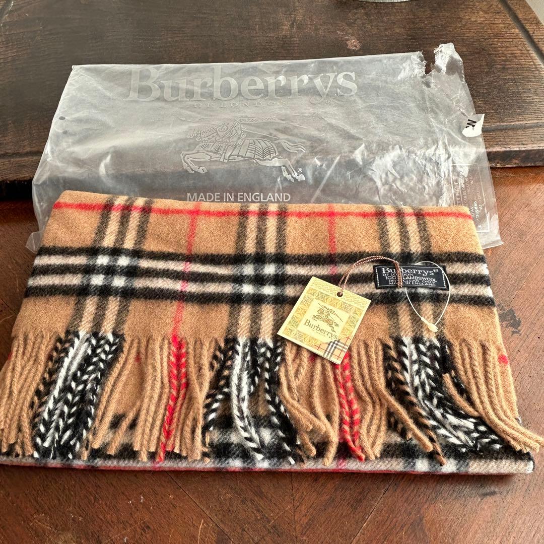 Burberrys ラムウール100%ノバチェックマフラー　キャメル　未使用！