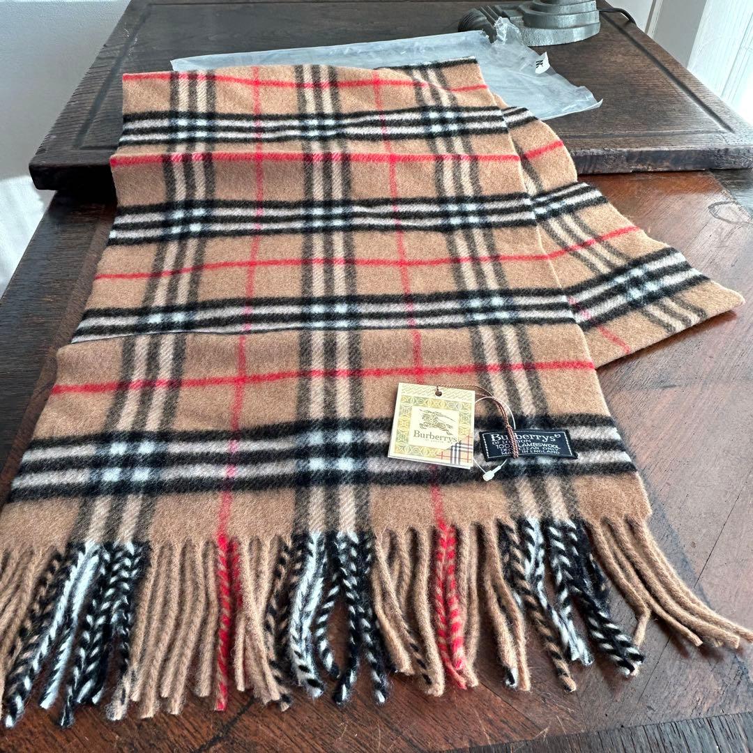 Burberrys ラムウール100%ノバチェックマフラー　キャメル　未使用！