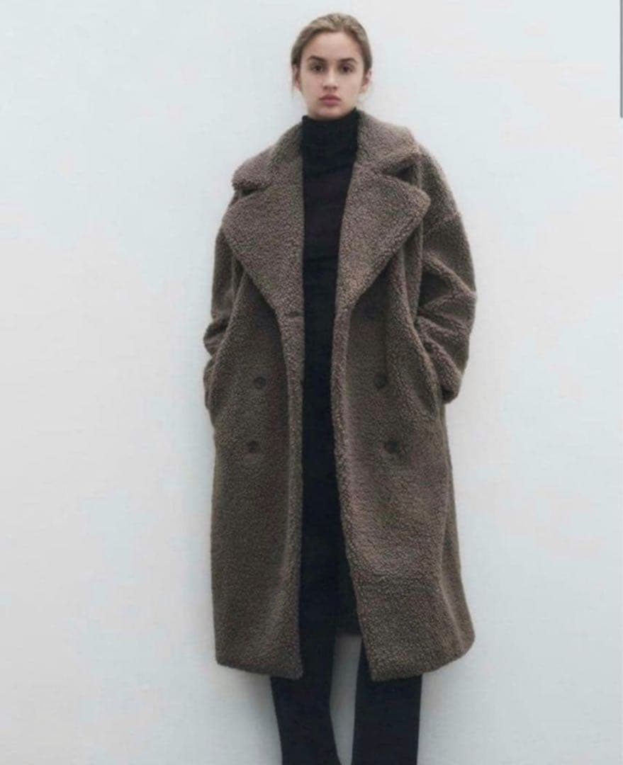 タグ付き♡ZARA ダブルブレストフェイクボアコート　テディベアコート