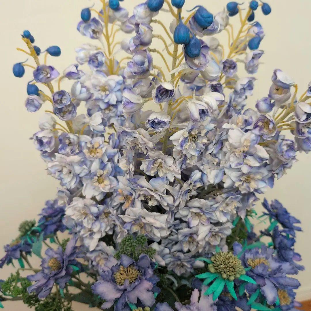 【エミリオ・ロバ】 特大 アーティフィシャルフラワー 花器付き【デルフィニウム】