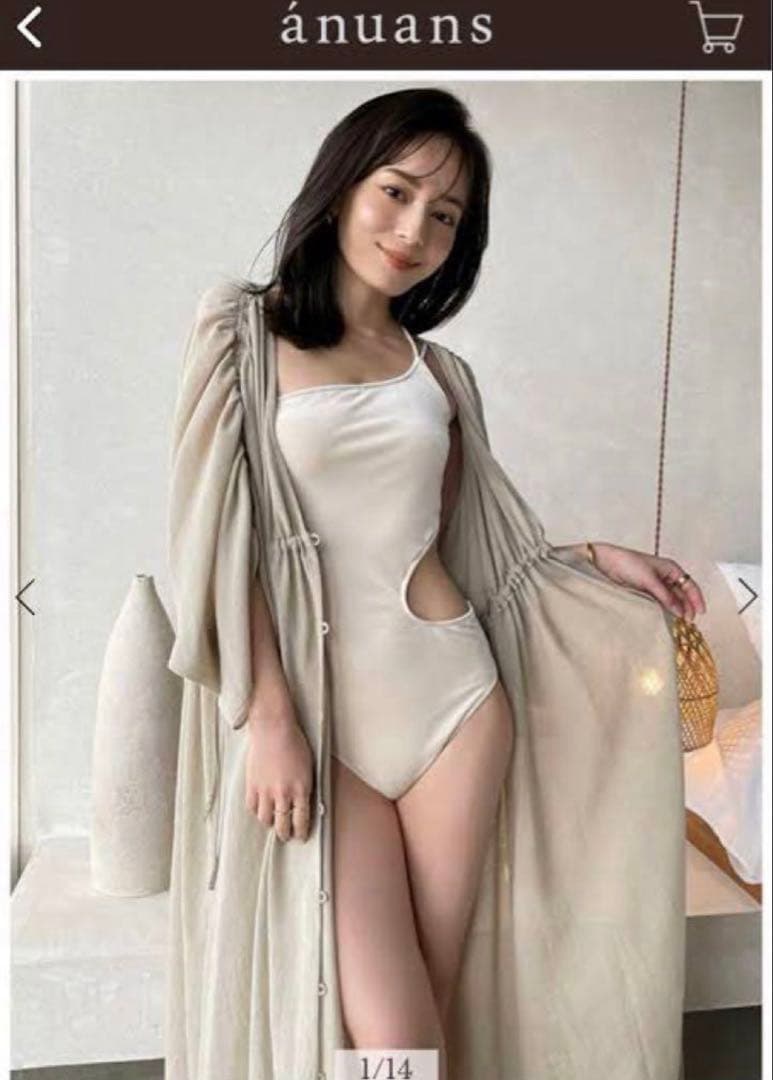 アニュアンス anuans サイドカットアウトベロアワンピース水着