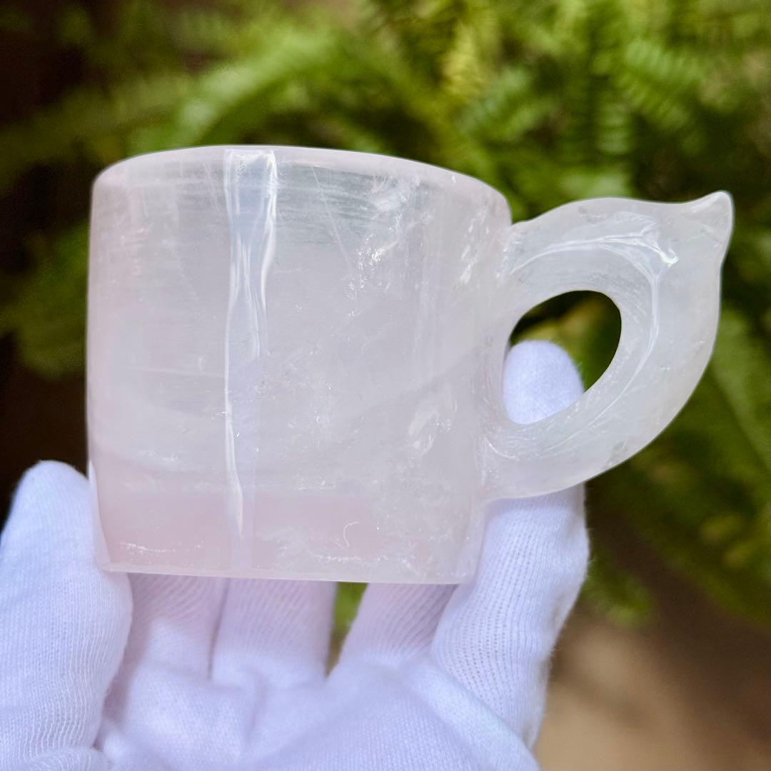 ローズクォーツ　マグカップ　手彫り　ブラジル産　天然石