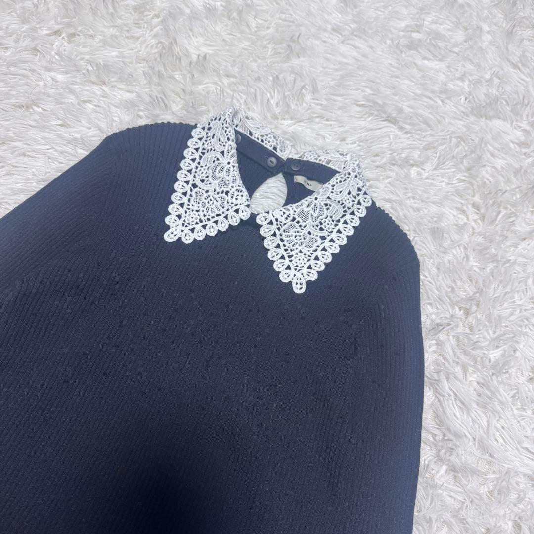 25年 美品 イエナ IENA レース襟ホールガーメント リブプルオーバー