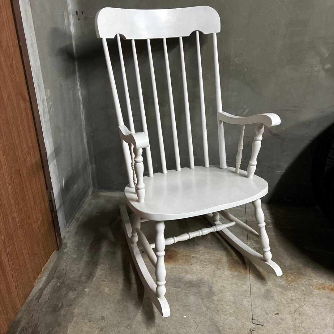 アンティーク ASAHI KYOUHAN ロッキングチェア　ホワイト 椅子 イス