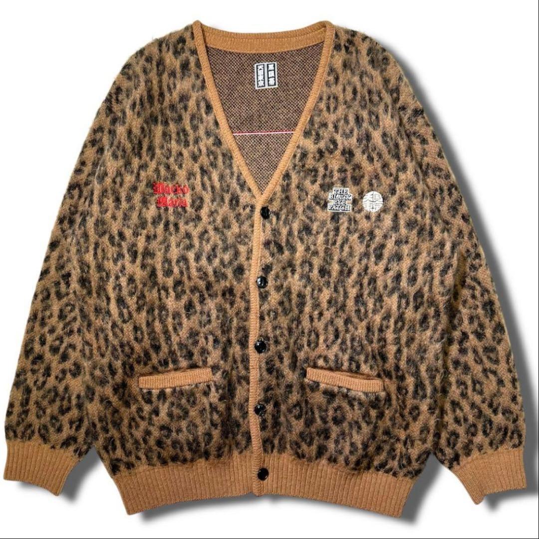 美品 ワコマリア × ブラックアイパッチ レオパード モヘア カーディガン L