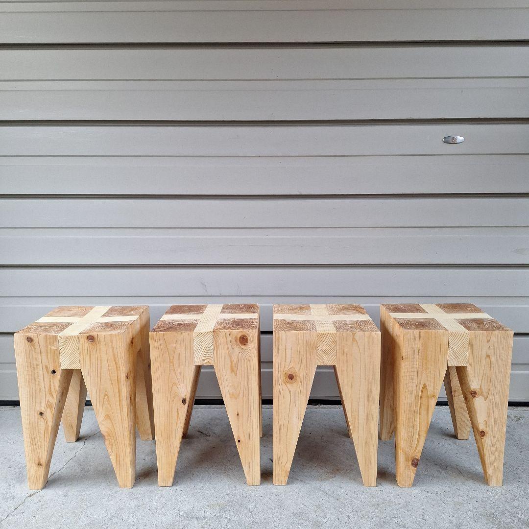 無垢スツール 　4脚セット
