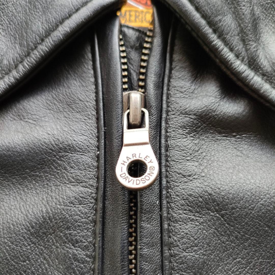 ハーレーダビッドソン バックロゴ刺繍 ジップアップ シングルライダースジャケット