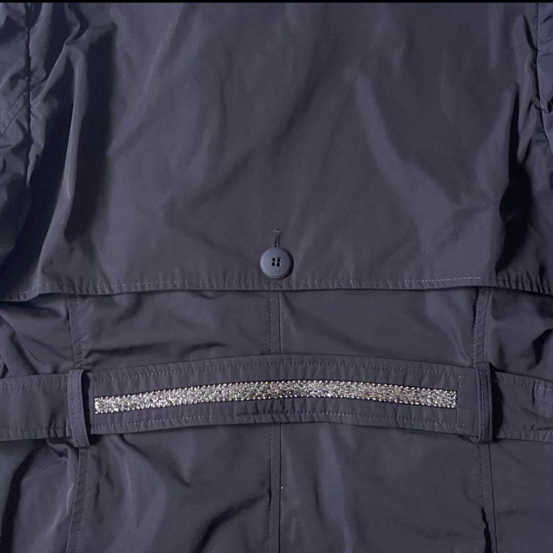 極美品 マックスマーラ トレンチコート ビジュー付き ベルト 40 ネイビー L