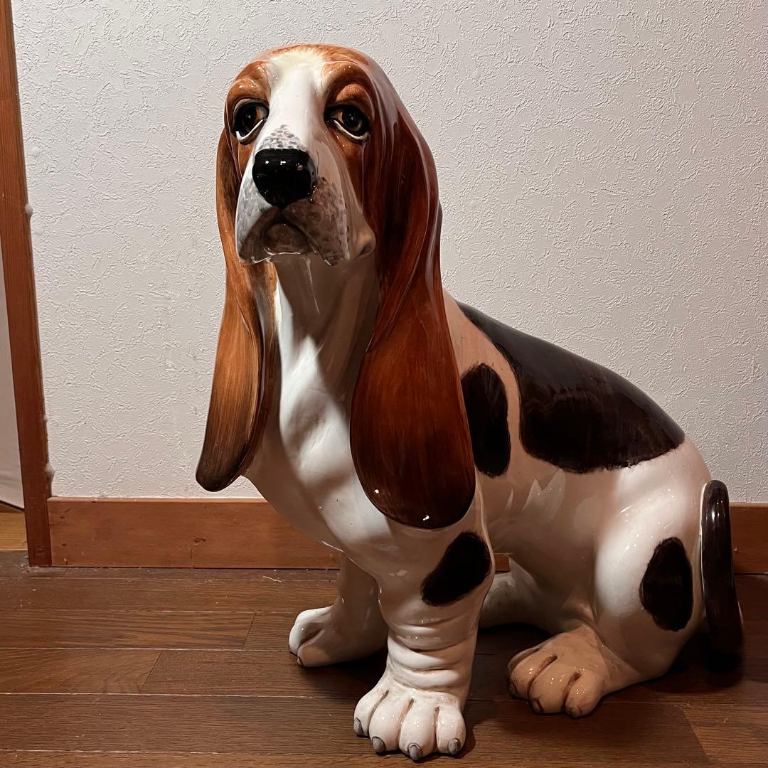 バセットハウンド 陶器 置物 犬の置物 インテリア オブジェ