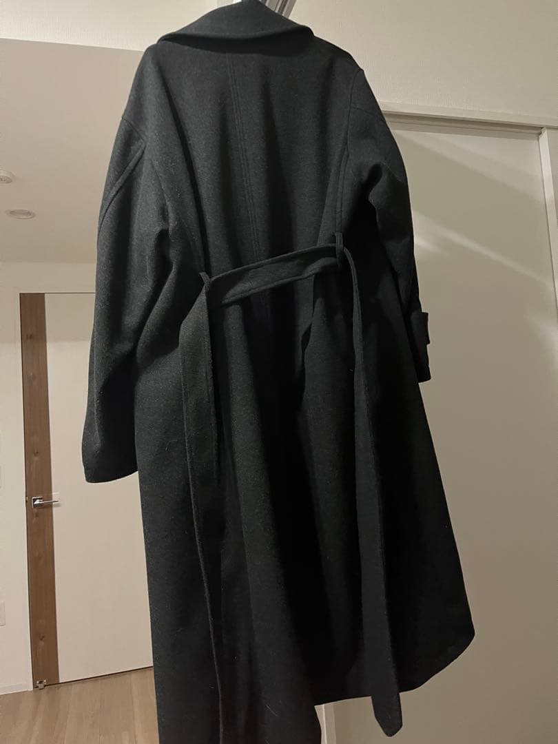 【完売品&美品】WYM LIDNMダークグレー チェスターコート ベルト付き