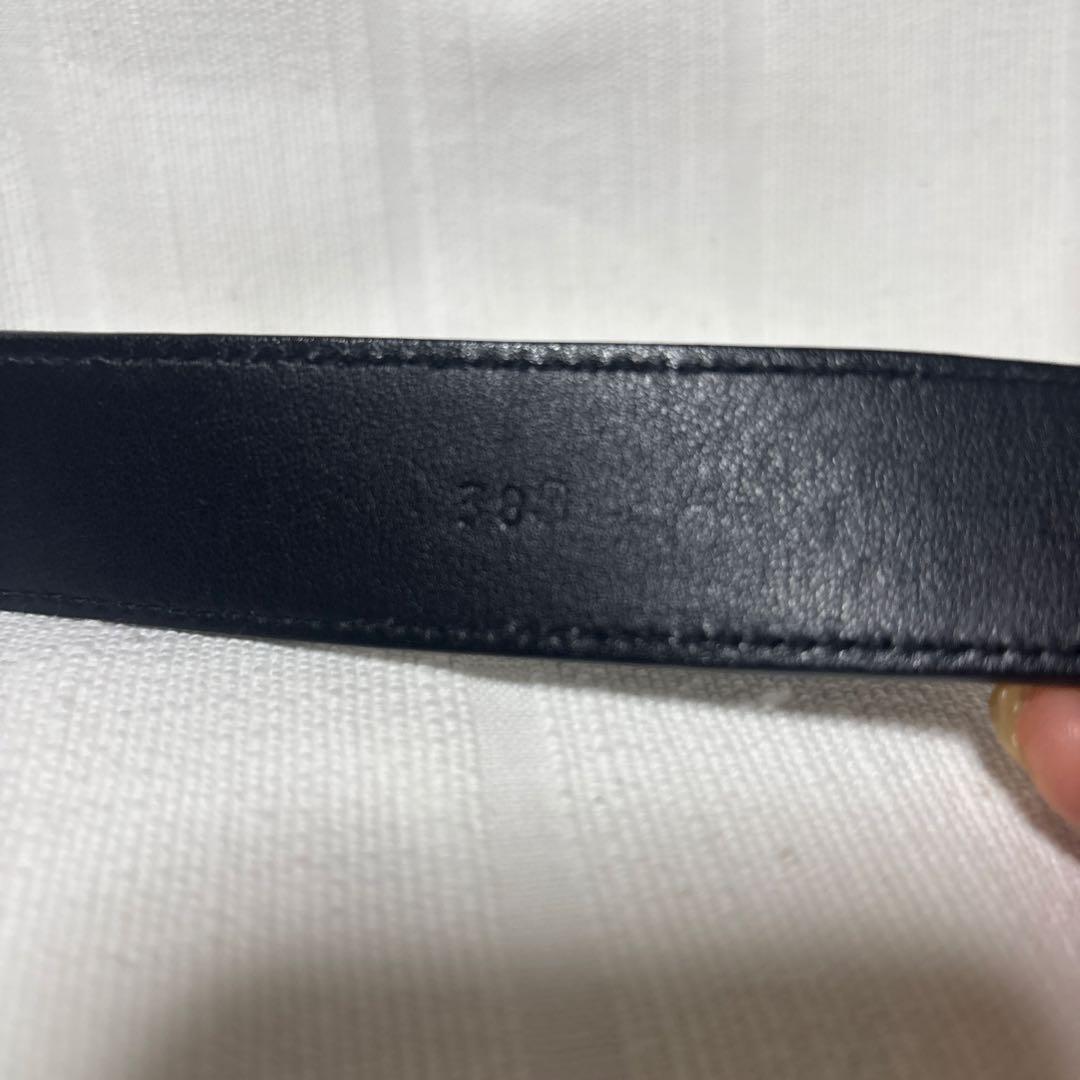 PRADA スクエアロゴ レザーベルト ブラック シルバー スライド式 中古