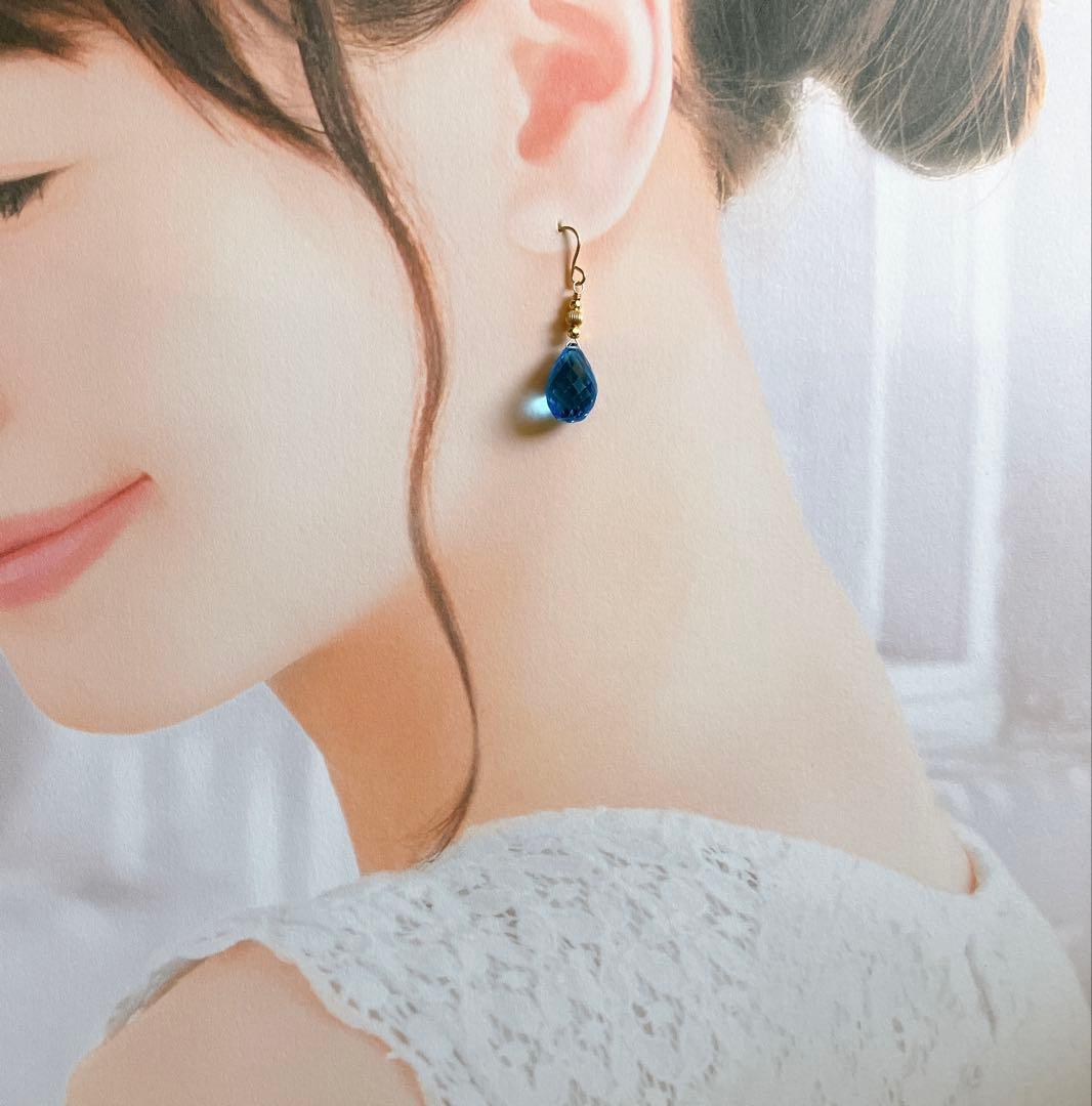 Kaya◆宝石質✧大粒スーパースイスブルートパーズピアス✧14kgf