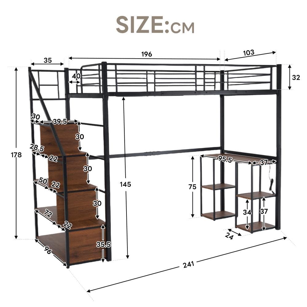 システムベット ロフトベッド シングル コンセント付き 収納付き デスク付き