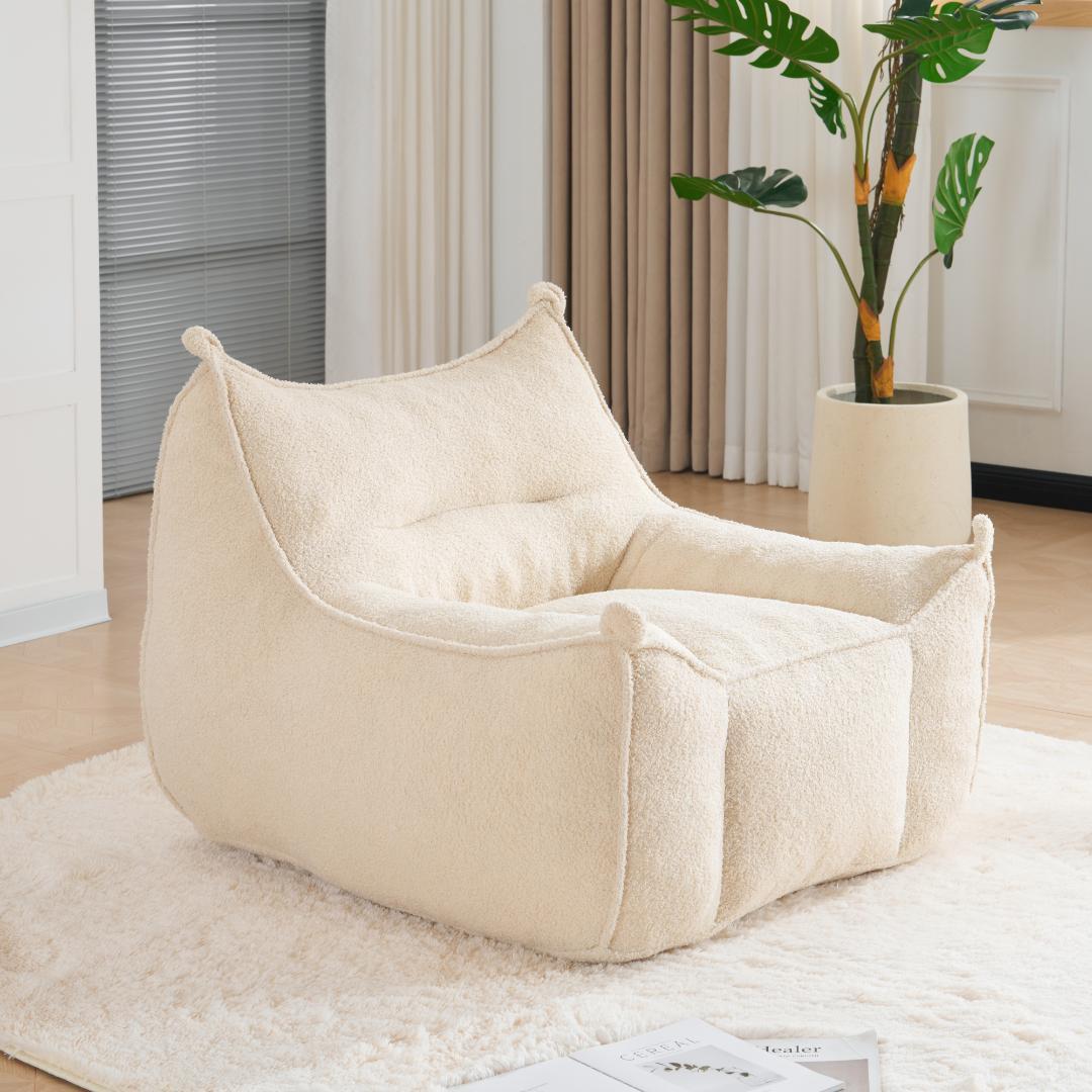 【一人掛けソファ / ホワイト】圧縮ソファ クッションソファー ふわふわ感