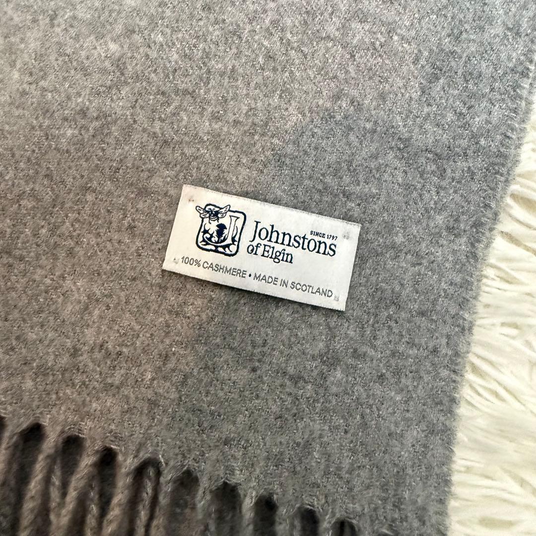 中判 Johnstons of Elgin カシミヤ マフラー ストール グレー