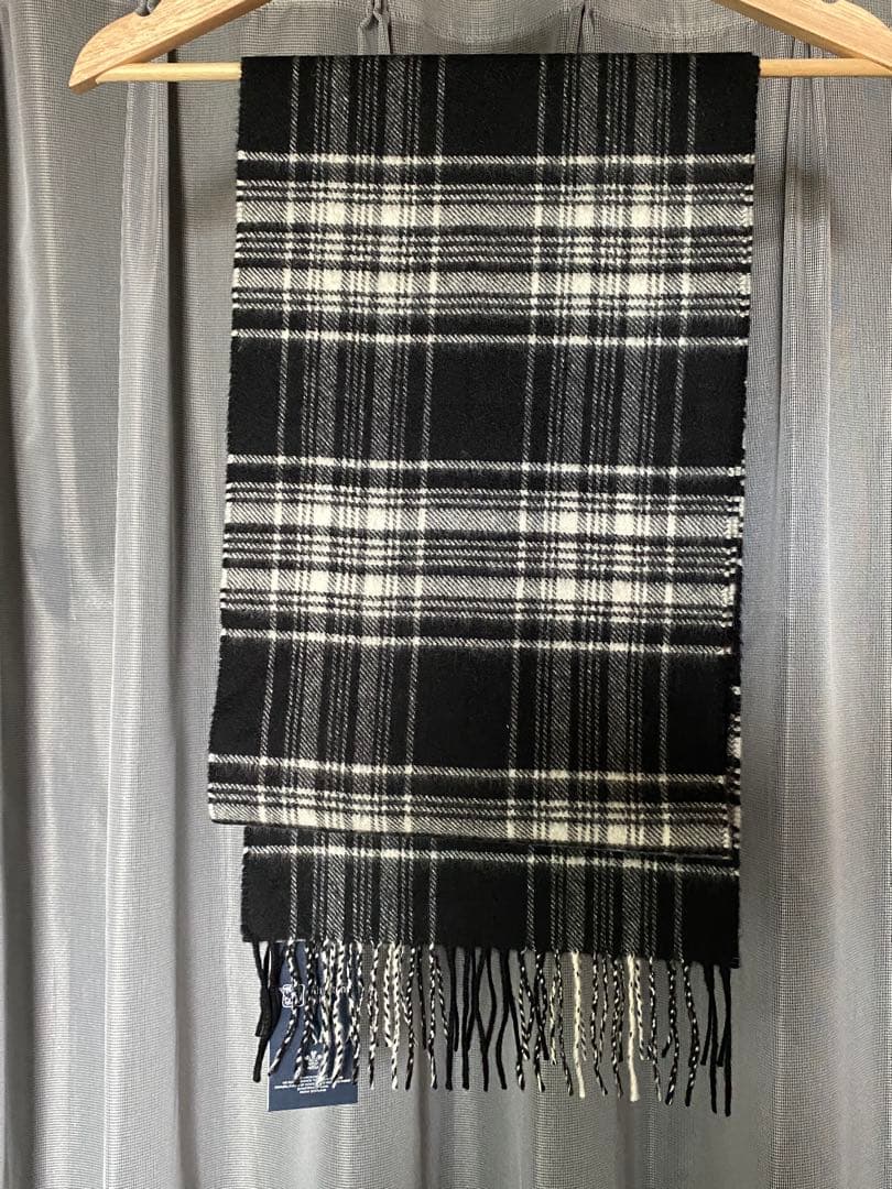 Johnstons of Elgin カシミアストールマフラー ブラックチェック