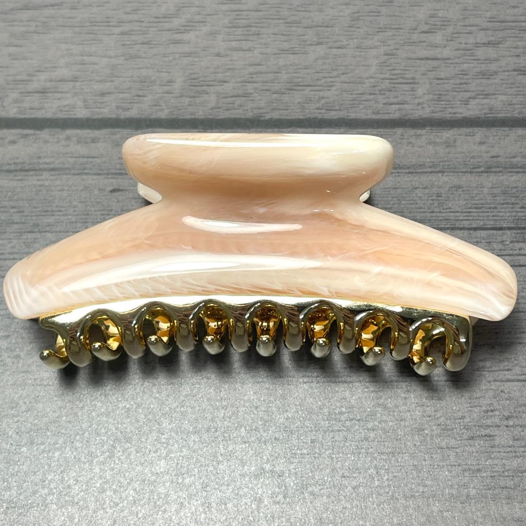 acca アッカ ヘアクリップ Mサイズ ミドル ピンク 大理石風 ゴールド