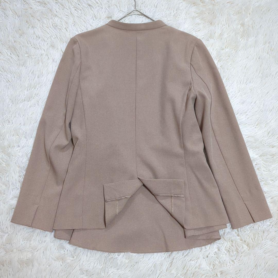 美品 エニィスィス 0 ノーカラー パンツスーツ ブラウス 3点セット ベージュ