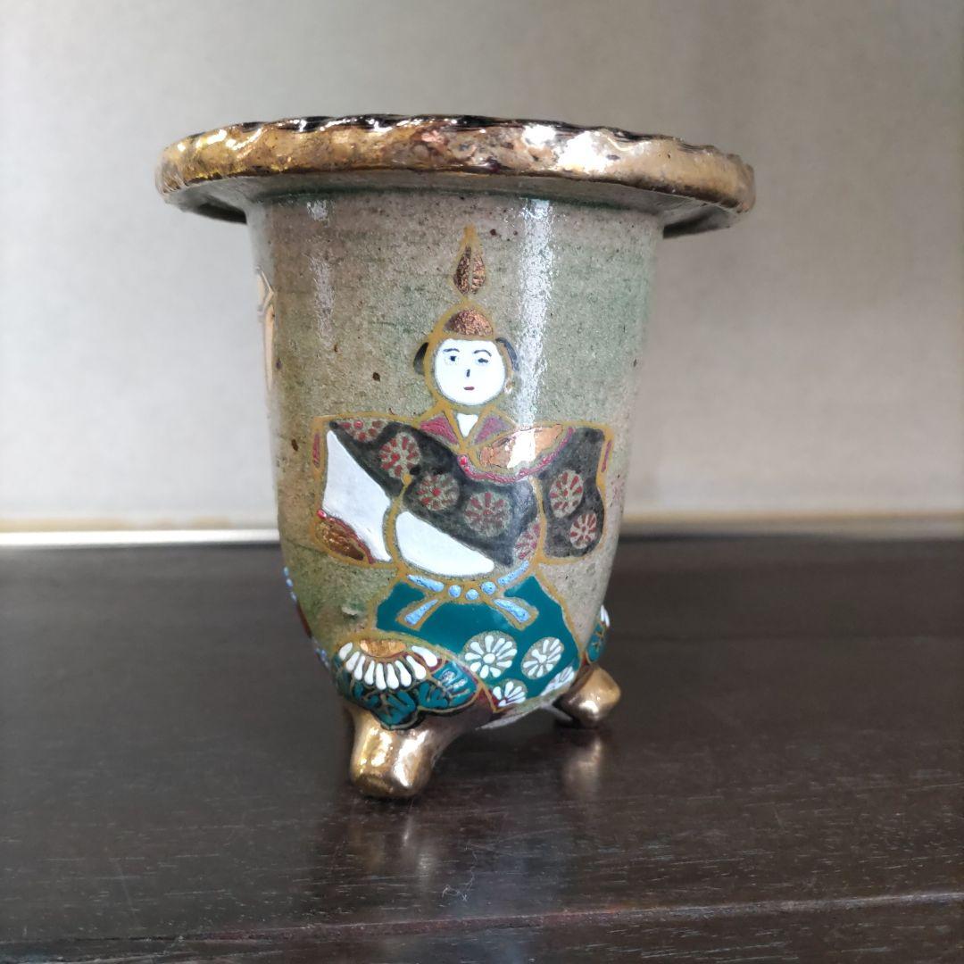 盆栽鉢、植木鉢、蘭鉢、錦鉢　お雛様柄、　京楽鉢、年代鉢、金縁蘭鉢、盆栽鉢、未使鉢