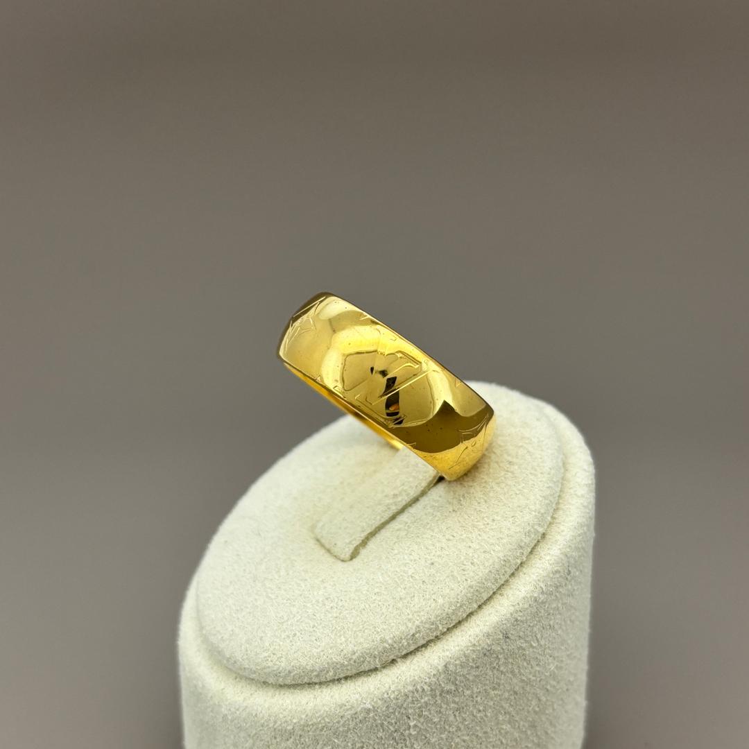 美品 ルイヴィトン ナノグラム LVロゴ リング ゴールド ワイド