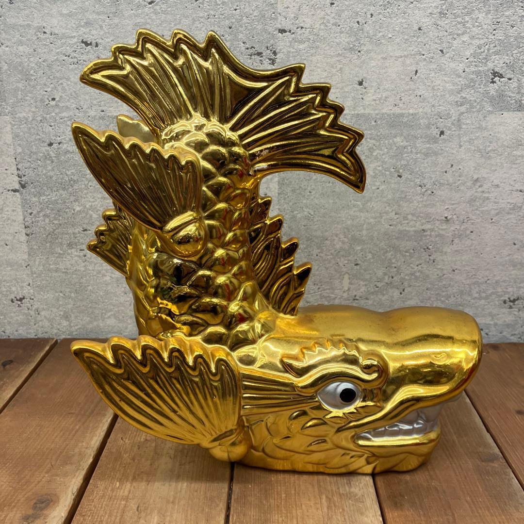 レトロ 陶器製 金のシャチホコ 金鯱 名古屋城 天守閣 守り神 縁起物 置物