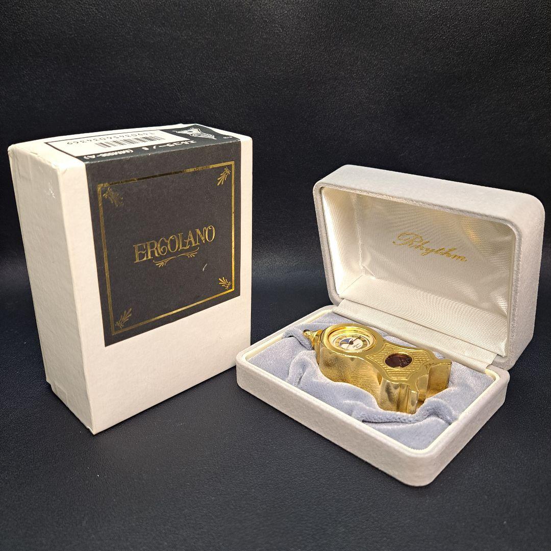 希少　リズム時計　ERGOLANO　ミニクロック　ゴールド　デッドストック