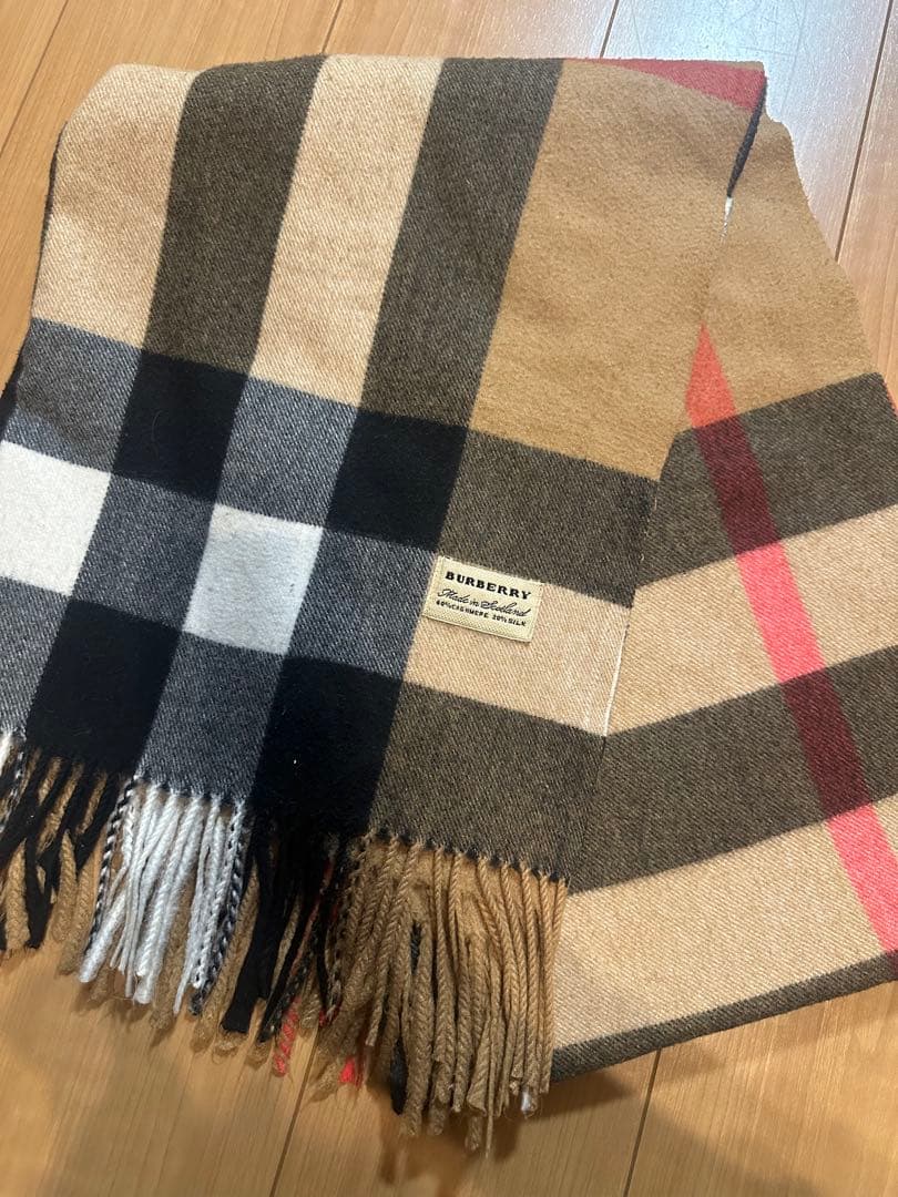 BURBERRY チェック柄マフラー カシミヤ&シルク