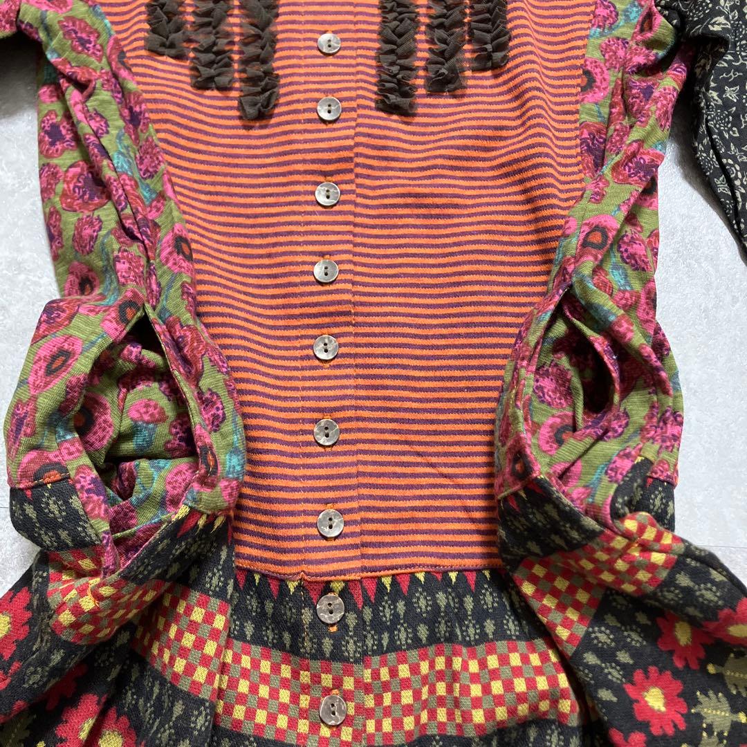 新品　ワコール あつこまたの パジャマ 猫パッチワーク 前ボタン M