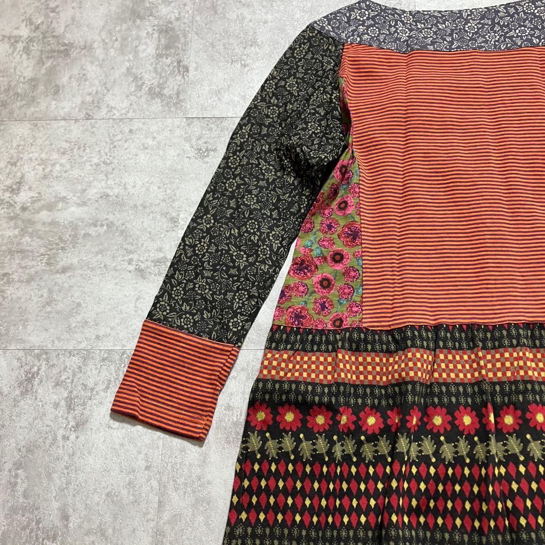 新品　ワコール あつこまたの パジャマ 猫パッチワーク 前ボタン M