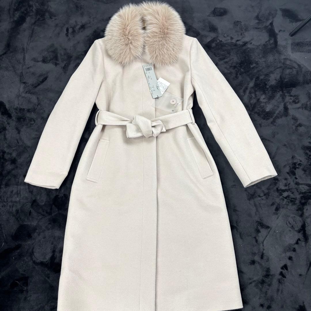 ボッシュ✨新品未使用 フォックスファー付チェスターコート カシミヤ混 サイズ38