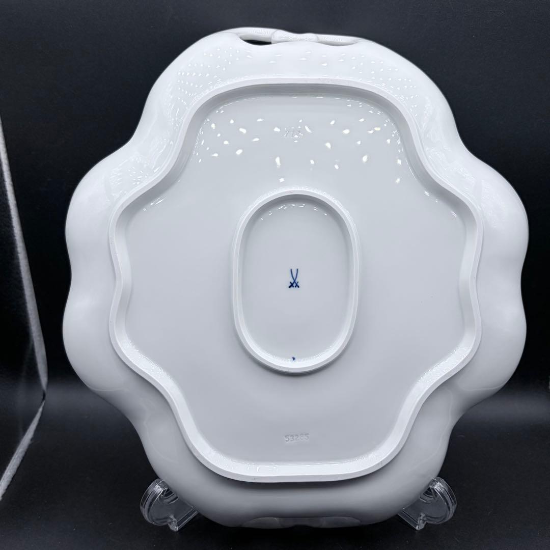 未使用 マイセン ブルーオニオン 手付き プレート トレー オーバル プラター