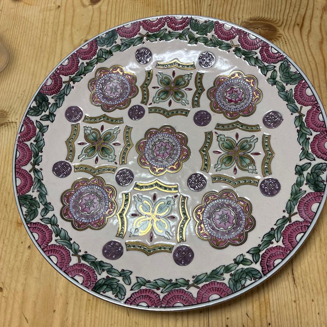 チャイニーズアンティーク　エナメル　ハンドペイント　飾りプレート