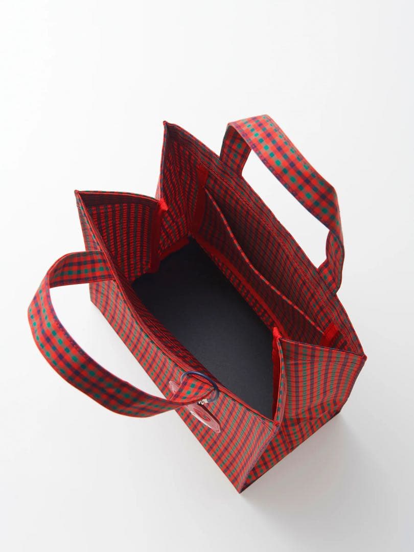 familiar赤 チェック柄 トートバッグ