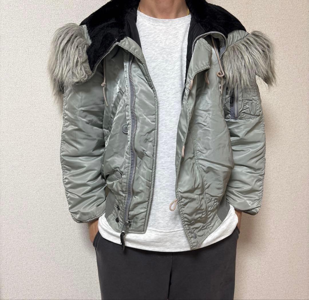 90s alpha N-2B USA フライドジャケット　シルバー　y2k 短丈