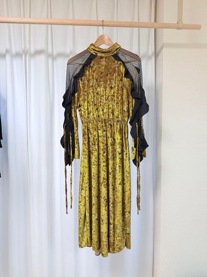 【sister jane】イエローベルベットゴールドラッシュドレス　マキシドレス