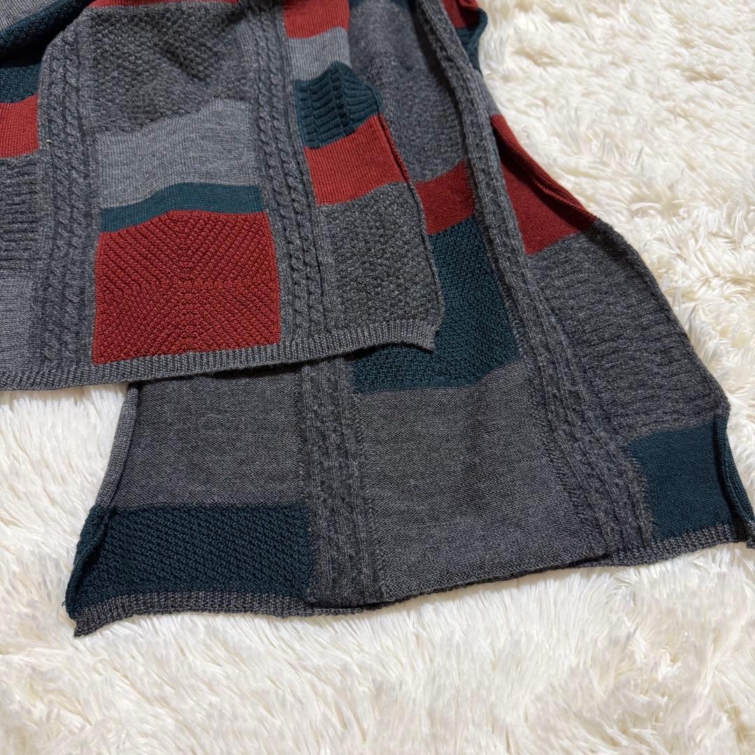 COMME des GARÇONS パッチワークデザイン ニットマフラー