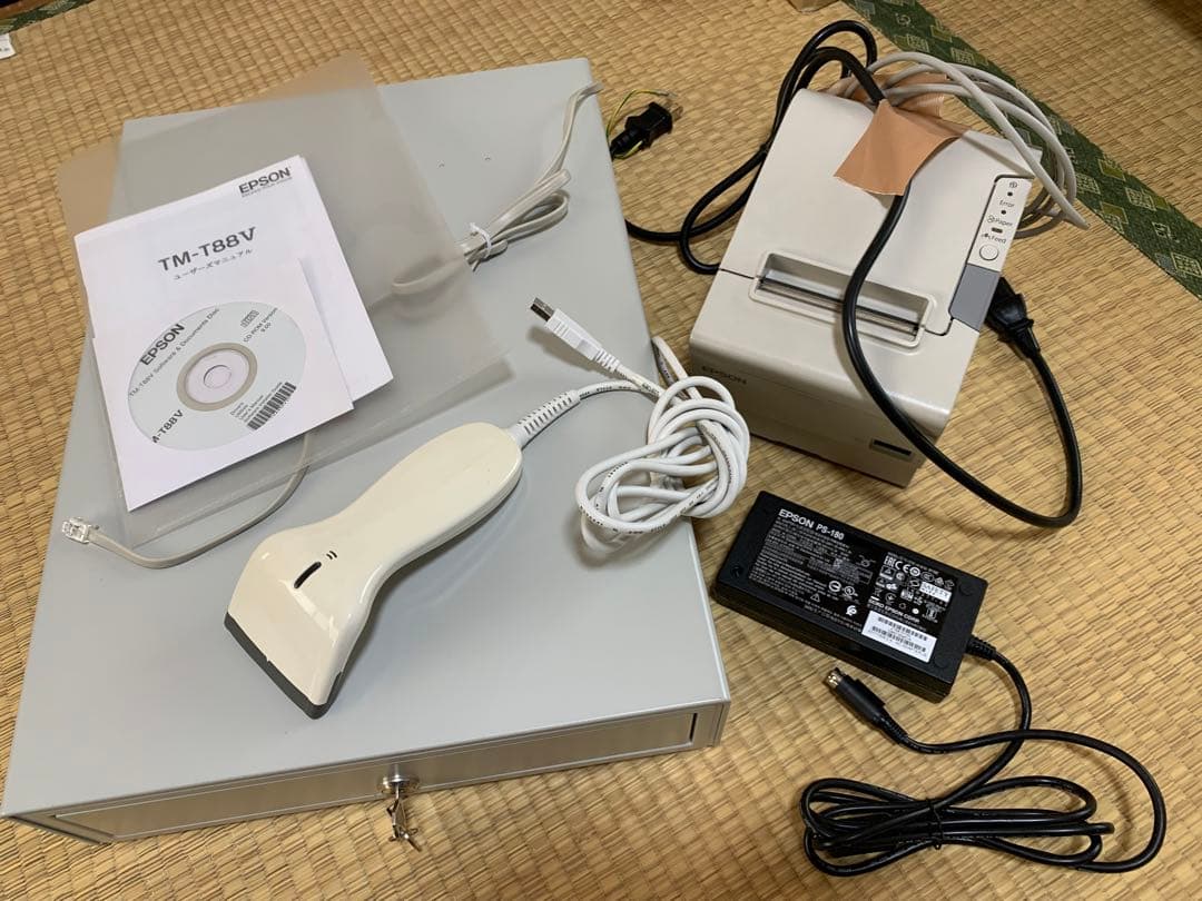 キャッシュドロア レシートプリンター バーコードリーダー ホワイト レジ周辺機器