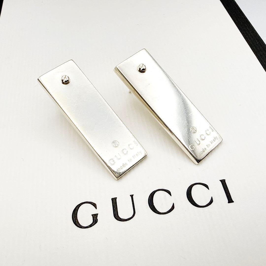 2923-2 人気✨GUCCI ピアス　プレート　シルバー925