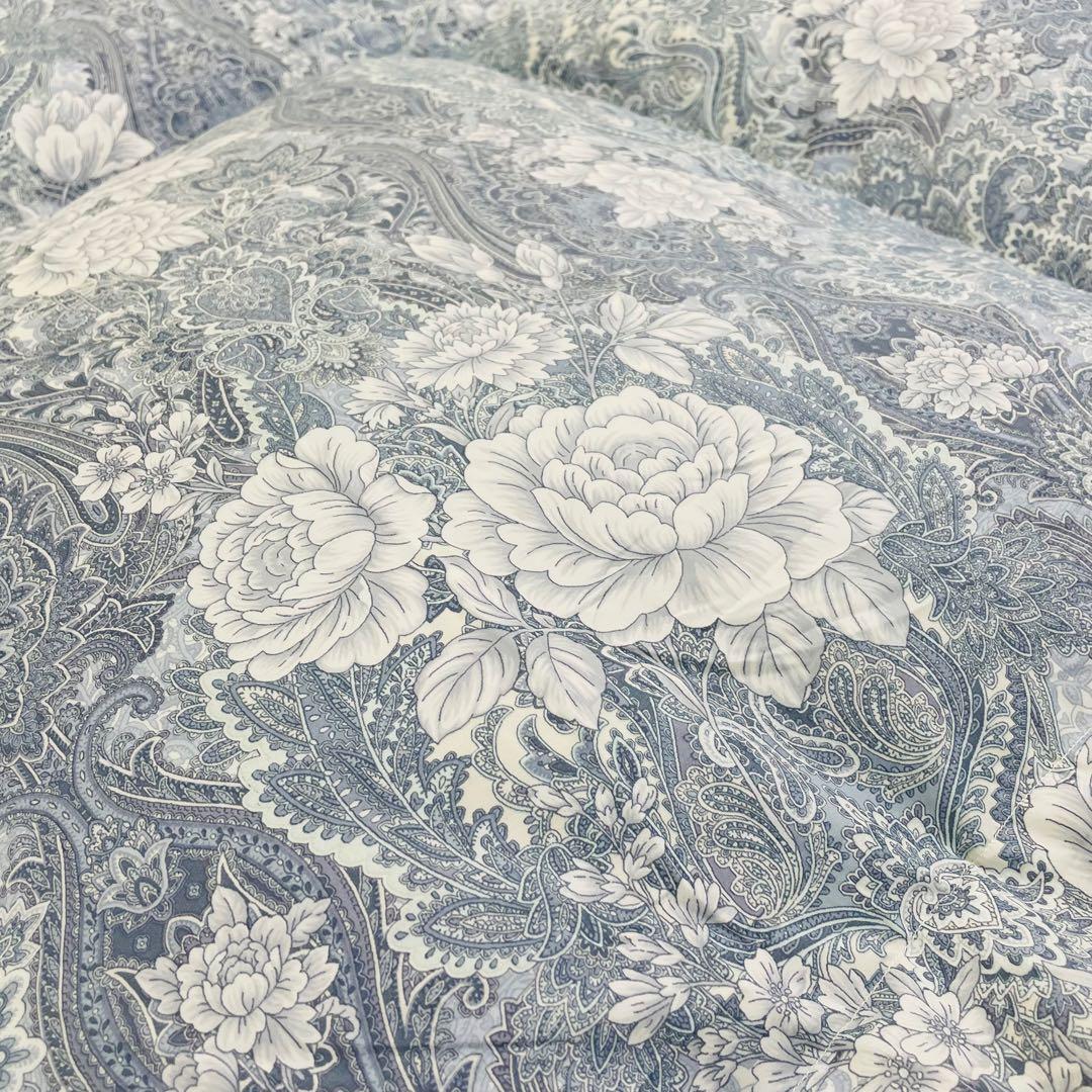 羽毛布団 シングル ポーランド産ホワイトマザーグース 軽量生地 25883ブルー