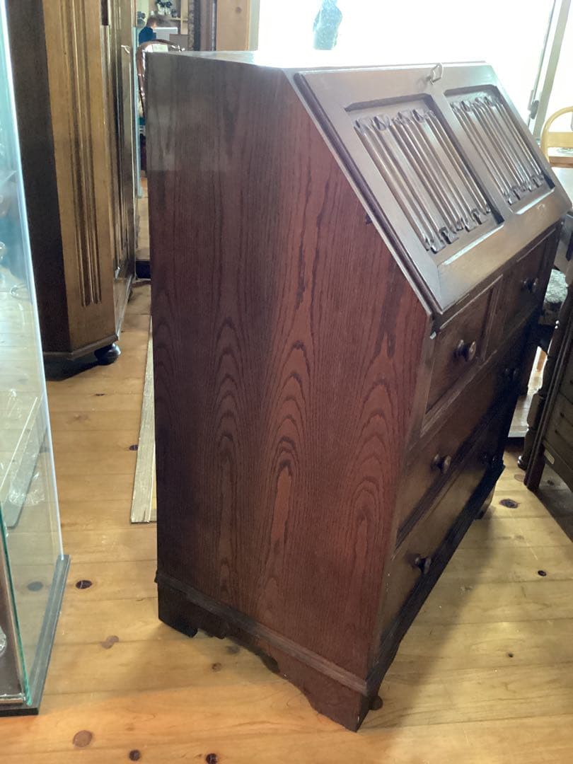 イギリスアンティーク　ライティングビューロー　デスク　キャビネット