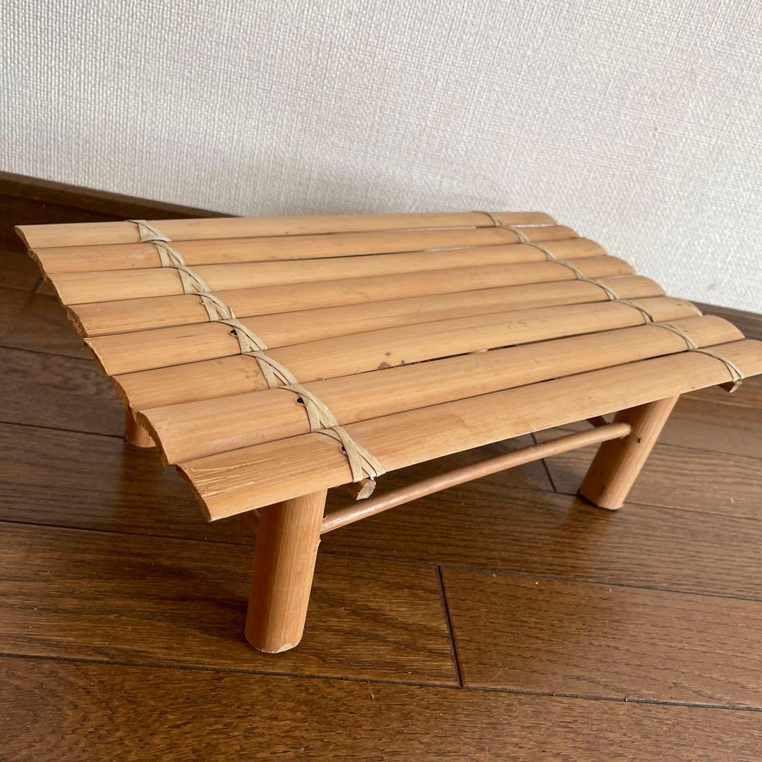 【希少】昭和レトロ ナチュラル色 蓋付き 大型 バスケット 竹製台付き