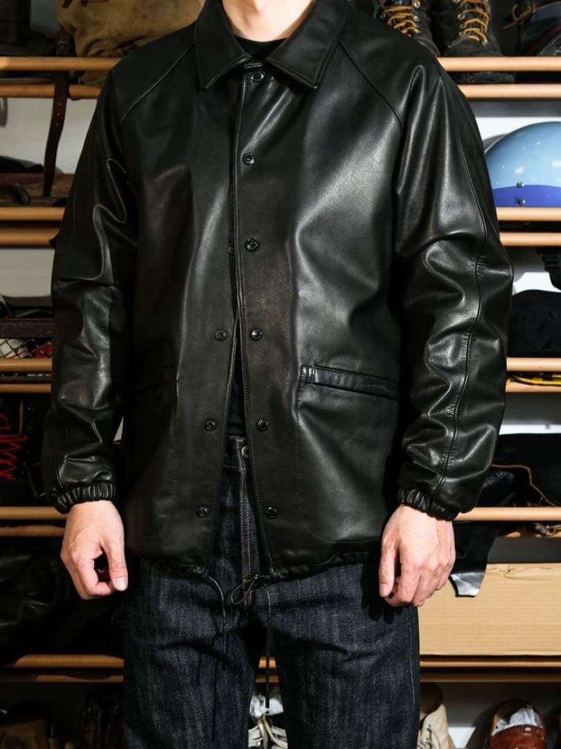 水染カーフレザー コーチジャケット 1.1-1.2mm 無塗装 L