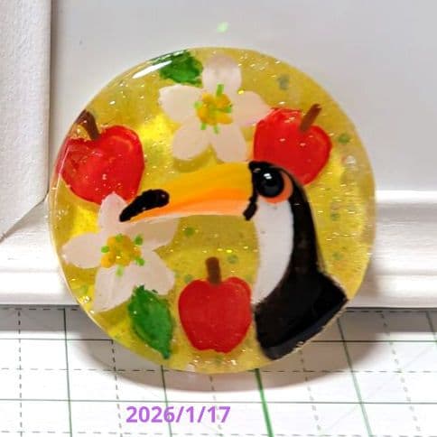 オニオオハシ　レジンヘアゴム　リンゴ