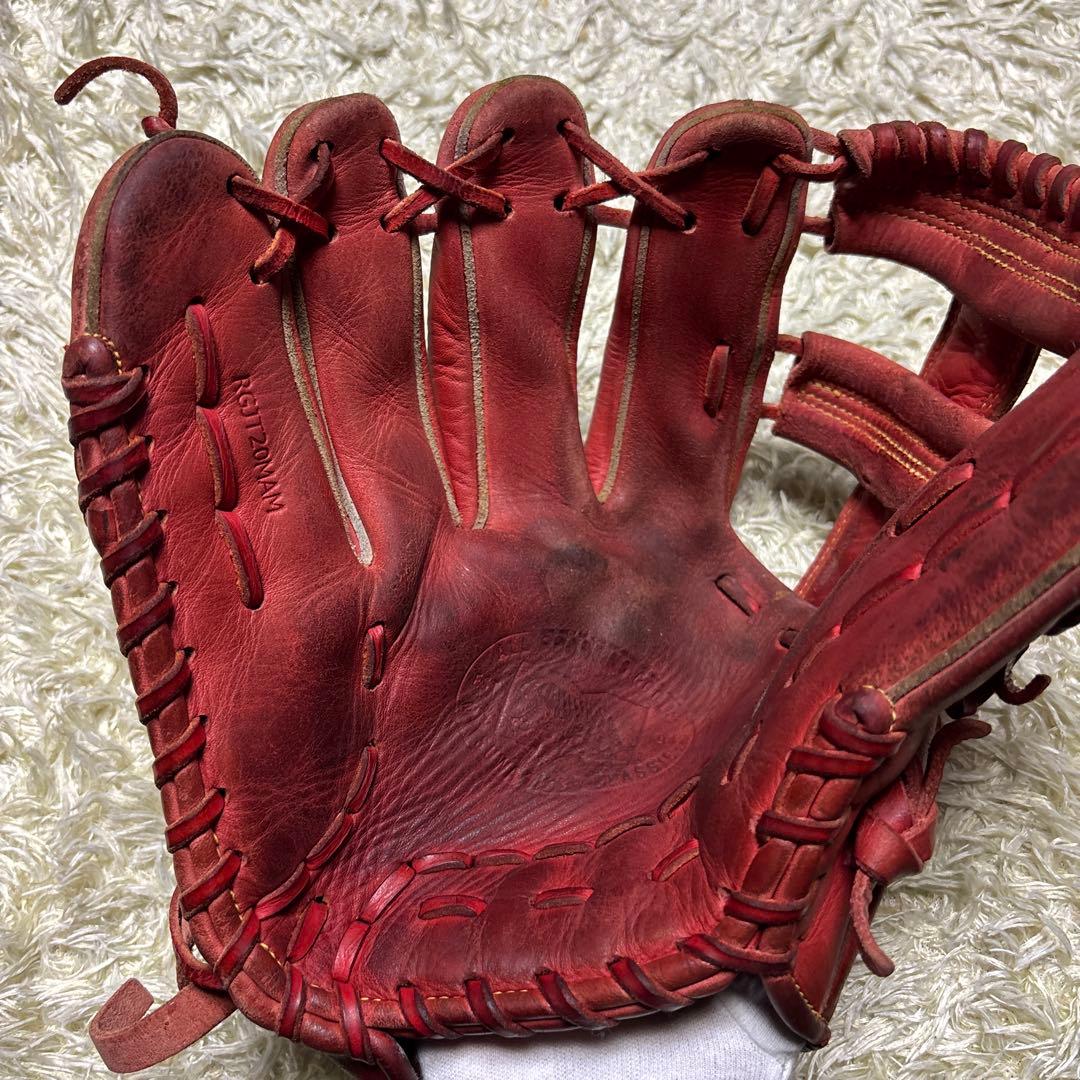 美津和 ミツワタイガー 少年軟式 野球グローブ 左投げ 赤 レッド 小指2本入可