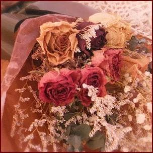 ドライフラワーの花束 バラ＆ユーカリ ブラウン